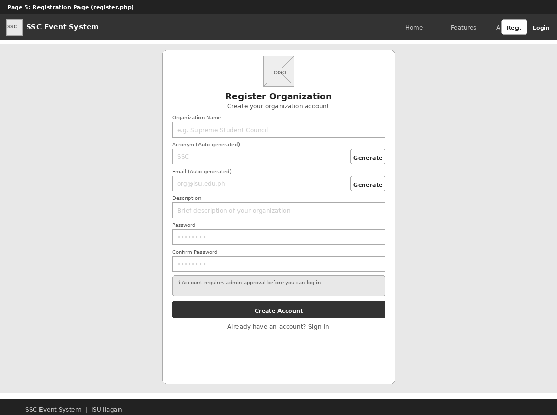 Register Wireframe